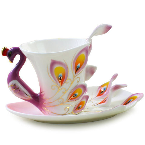 Ceramic Peacock Porcelain Tea Cup