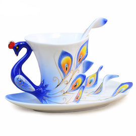 Ceramic Peacock Porcelain Tea Cup