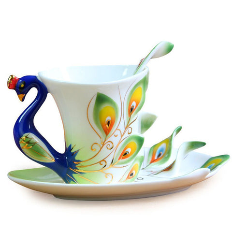 Ceramic Peacock Porcelain Tea Cup