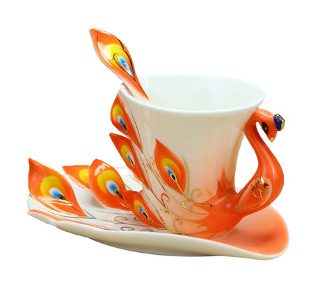 Ceramic Peacock Porcelain Tea Cup