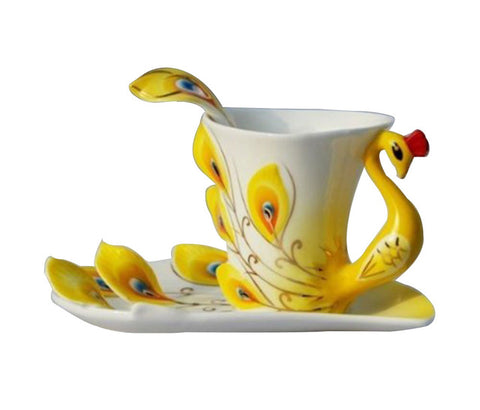 Ceramic Peacock Porcelain Tea Cup